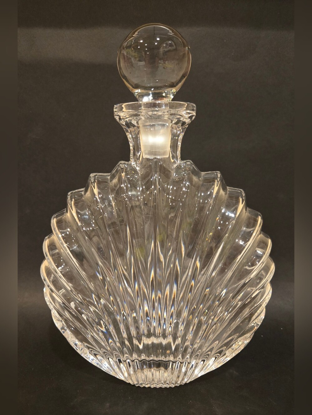Art Deco Villeroy Bach Clear Crystal Fan-Pattern Decanter -